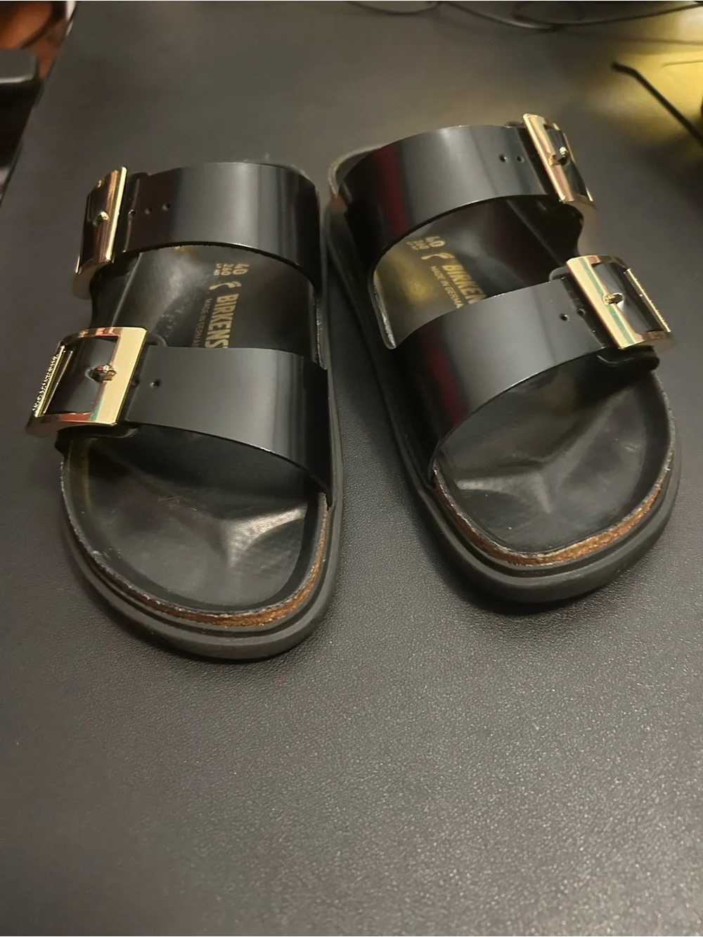 Arizona Droplet Buckle Patent Leather Sandals - Picture 9 of 12